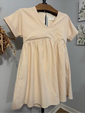Pink Martini Cream V-Neck Gathered Mini Dress
